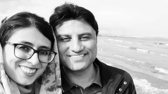 Mehran Abtahi and his wife.