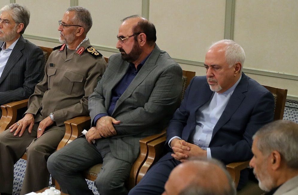 Former Foreign Minister Mohammad Javad Zarif, pictured right, in a meeting with Supreme Leader Ali Khamenei and the newly appointed cabinet, 27 August 2024.