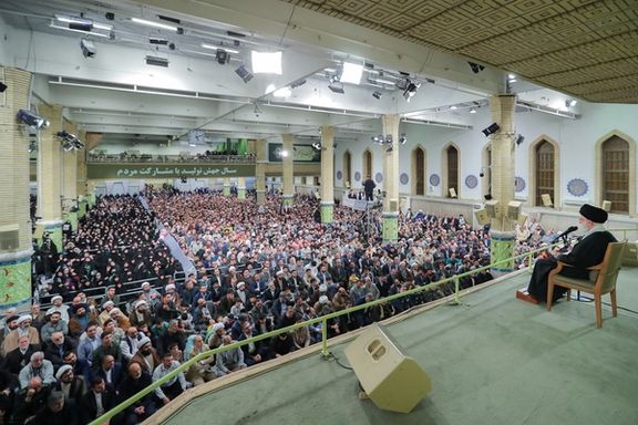 Iran’ Supreme Leader Ali Khamenei during a meeting with a group of Iranians, Mashhad, March 20, 2024