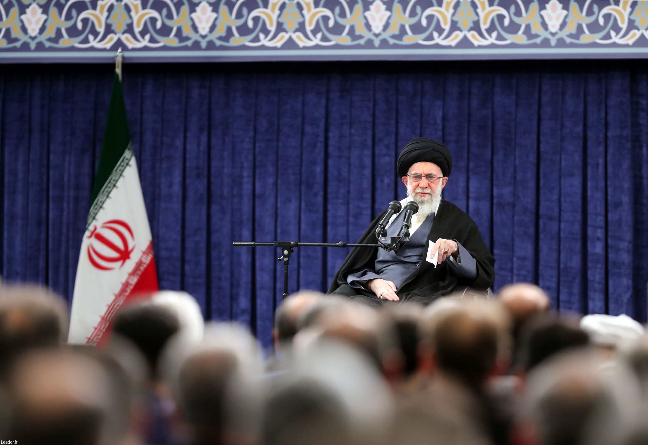 Iran’s ruler Ali Khamenei in a meeting with businesspeople and entrepreneurs on January 30, 2023  
