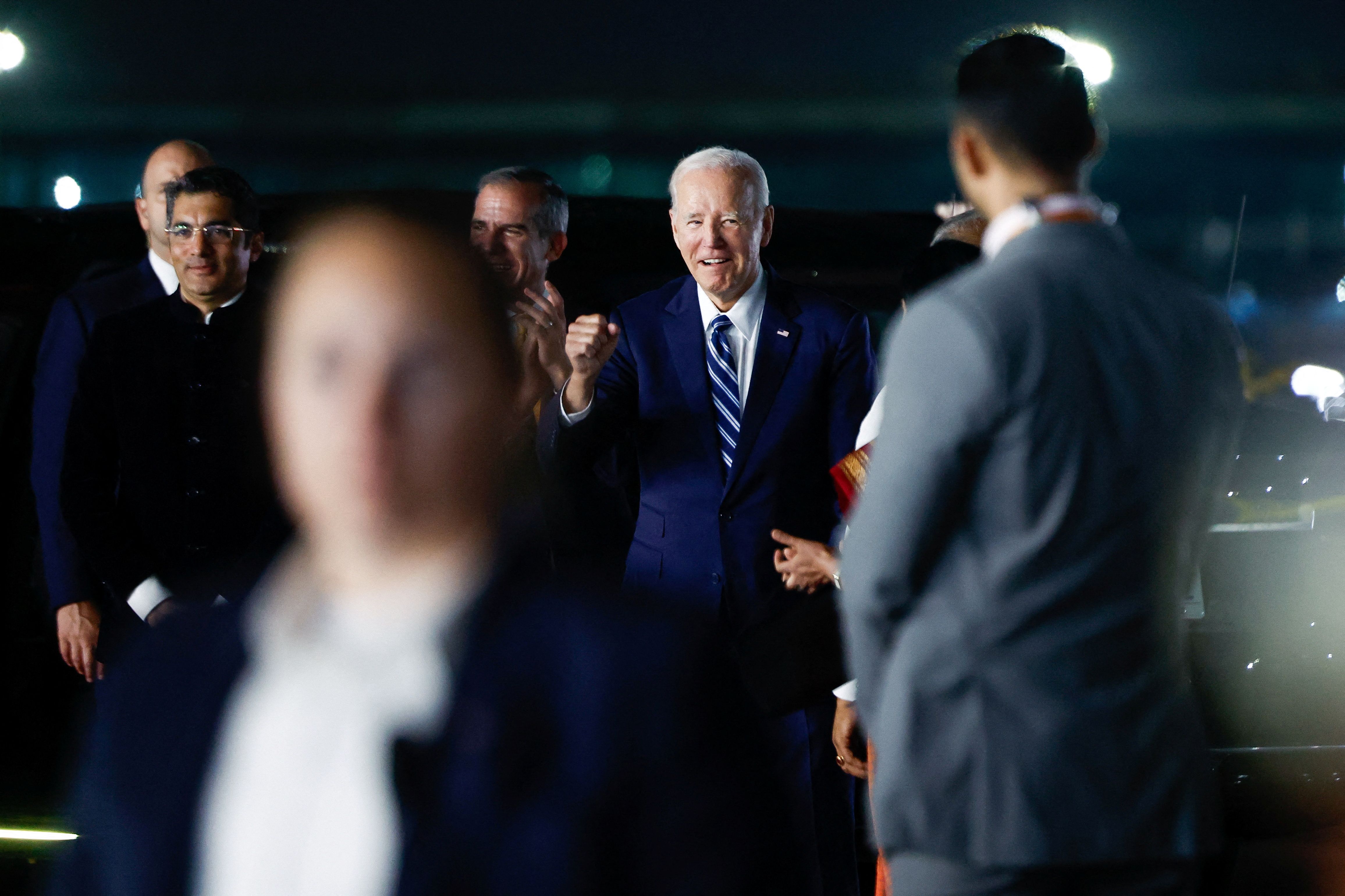 US President Joe Biden arrives ahead of G20 Summit, in New Delhi, India, September 8, 2023. 