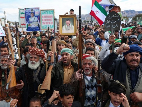 Houthi supporters demonstrate in solidarity with Iran, as the US-Israeli conflict with Iran continues, in Sanaa, Yemen, March 27, 2026.
