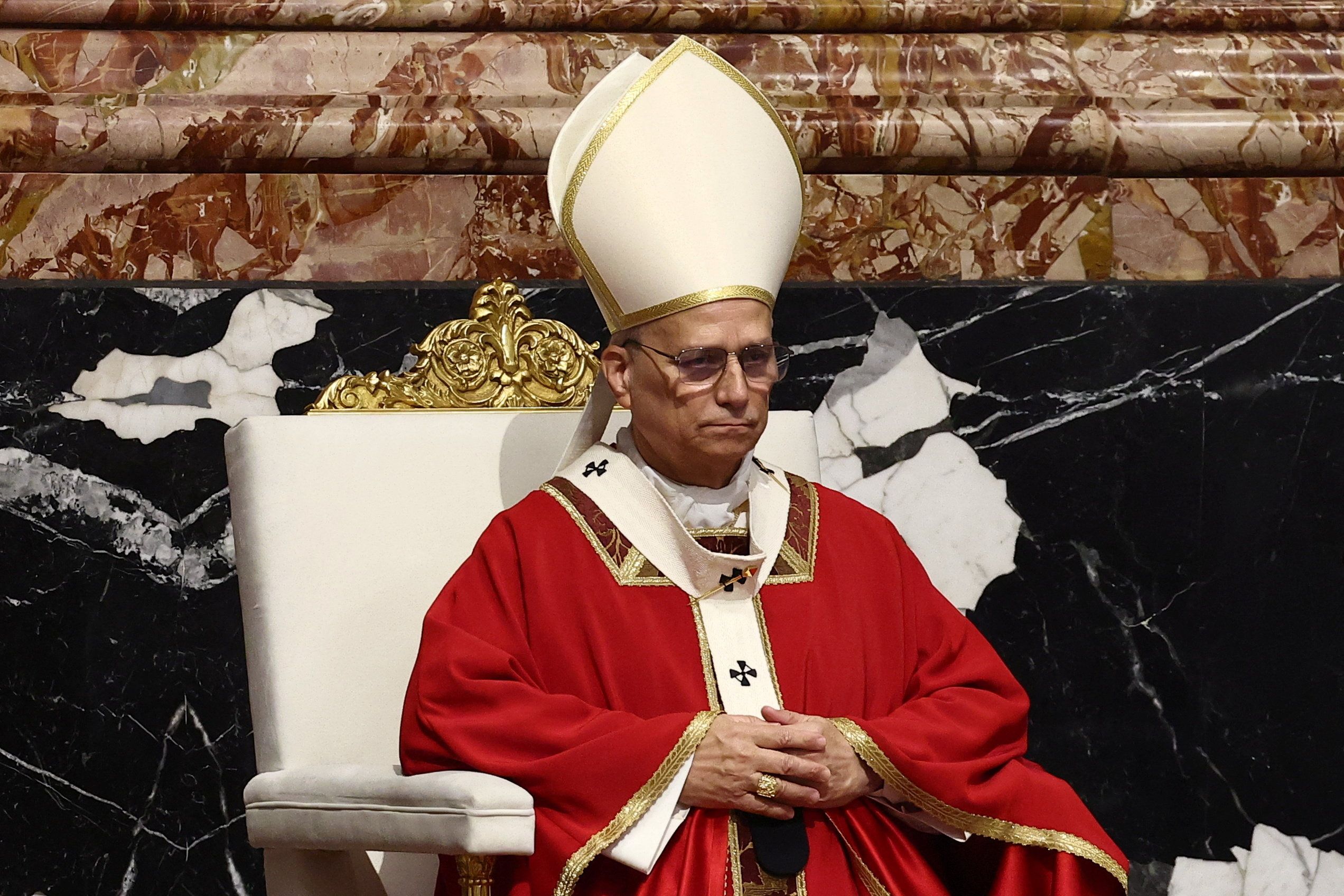 Pope Leo XIV presides over the funeral mass of Cardinal Emil Paul Tscherrig in St. Peter's Basilica, at the Vatican, May 15, 2026. 