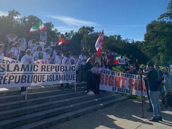 A scene of demonstrations by Iranians in Canada on September 16, 2023