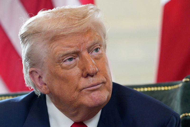 Donald Trump while meeting British Prime Minister Keir Starmer in Scotland on Monday