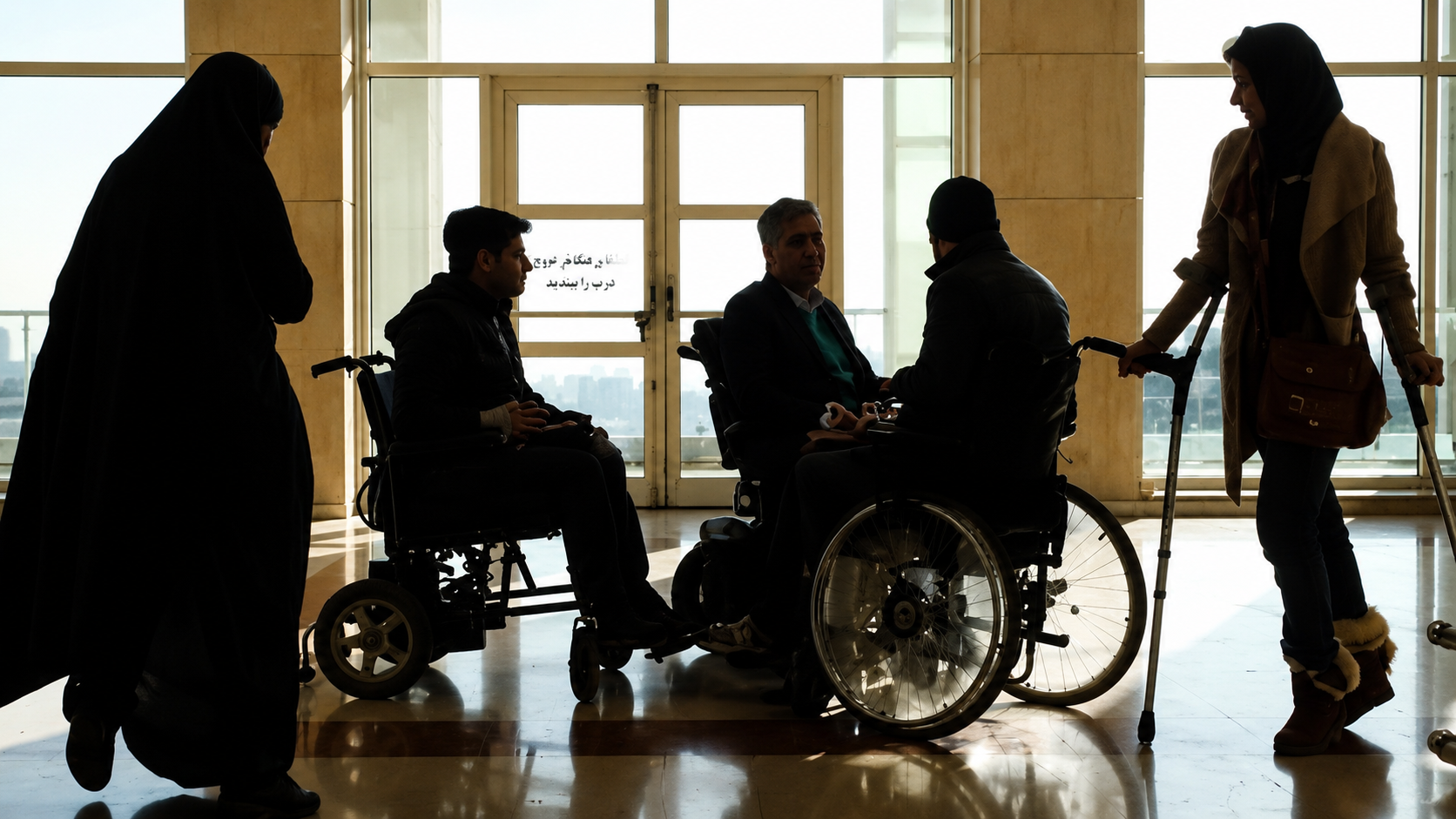 File photo of people with disabilities at a public facility in Iran