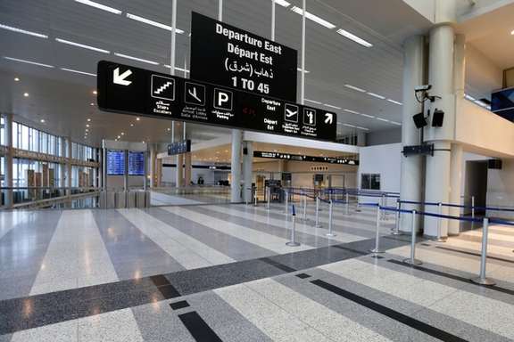 A view of an empty hall at Beirut's international airport