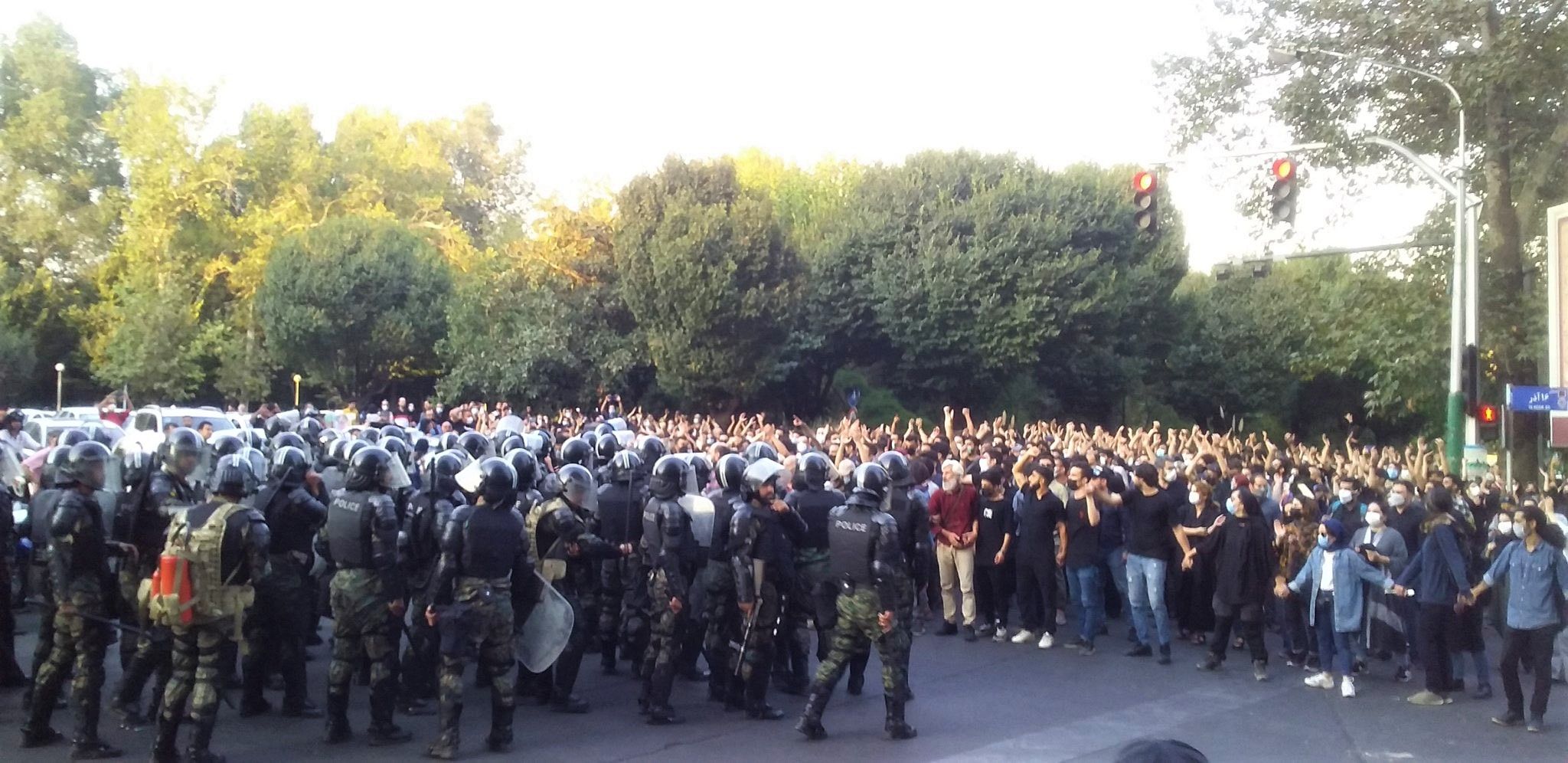 A scene of the Women, Life, Freedom protests in Tehran (September 2022) 