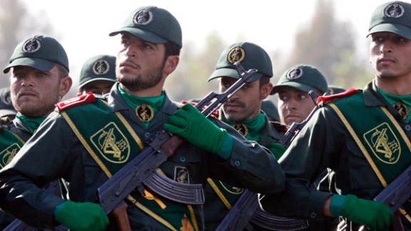 IRGC forces in a military parade in Tehran