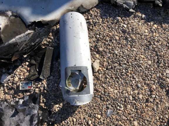 The wreckage of a drone that hit near a US base in Iraq. January 5, 2022