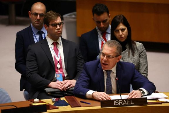 Gilad Erdan, Israeli Ambassador to the United Nations speaks during a UN Security Council meeting at UN headquarters in New York City, New York, January 5, 2023.