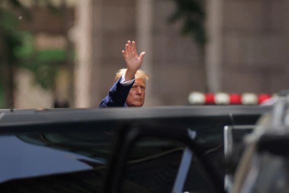 Republican presidential candidate and former U.S. President Donald Trump gestures outside Trump Tower, in New York City, US, May 31, 2024.