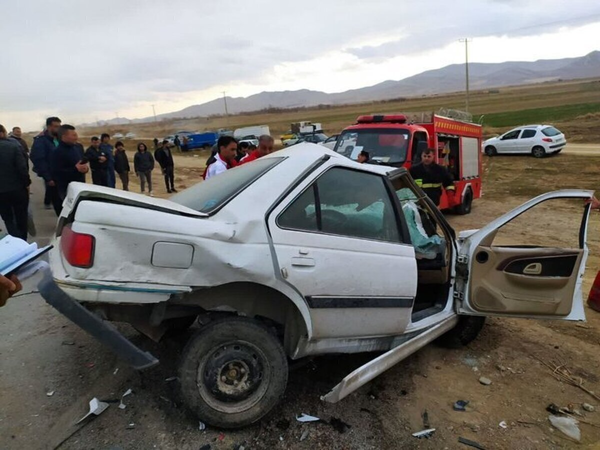 Half a vehicle remains at a crash scene in Iran, location unknown