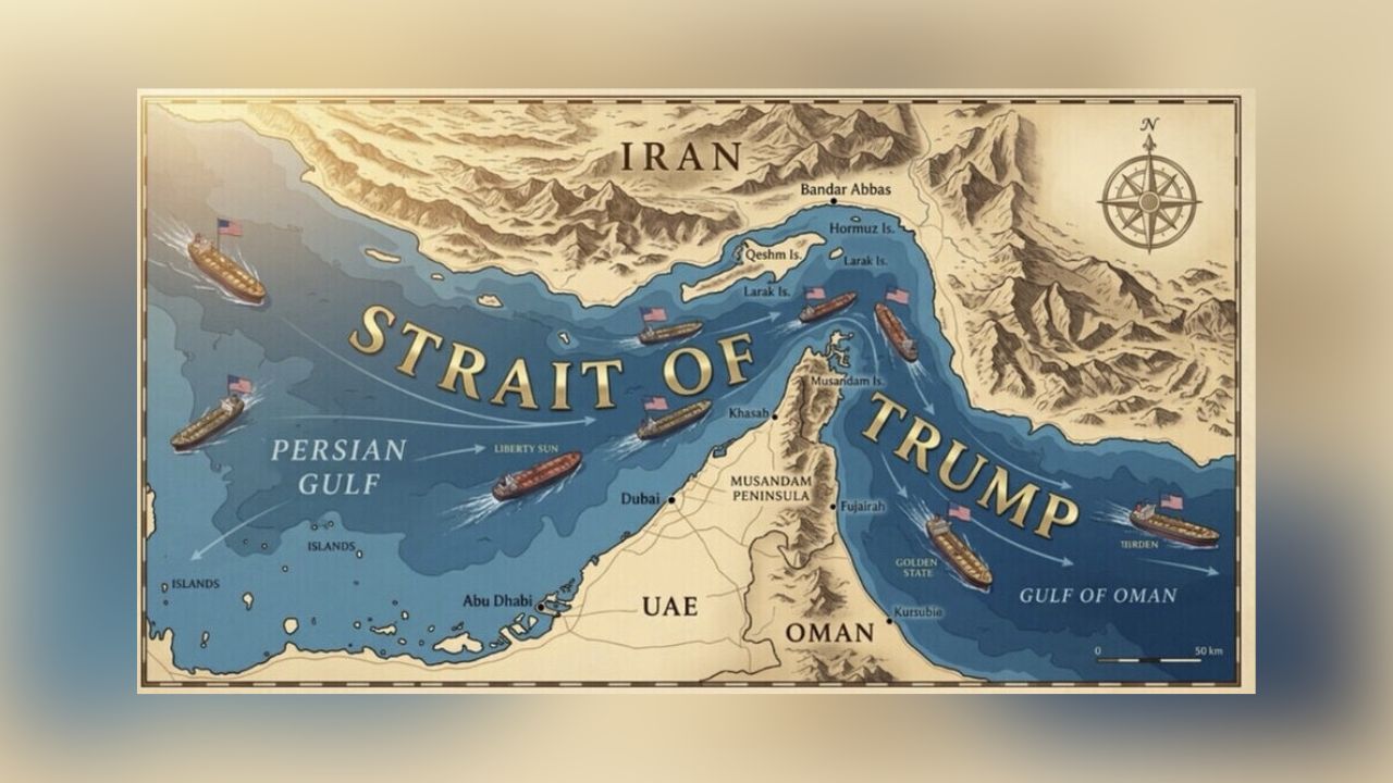 نقشه ساخته‌شده با هوش مصنوعی با عنوان «تنگه ترامپ»