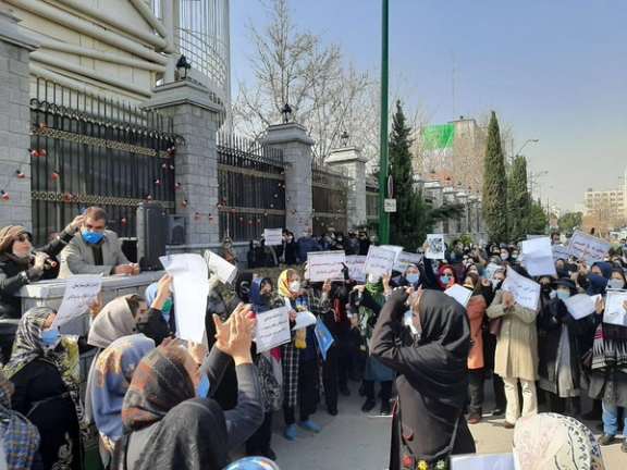 A protest rally by Iranian teachers