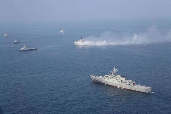 Iranian, Russian and Chinese navies in a joint exercise in the Indian Ocean in February 2021