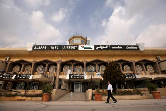 A man walks at Aleppo international airport after it was reopened for the first time in years, Syria, February 19, 2020.