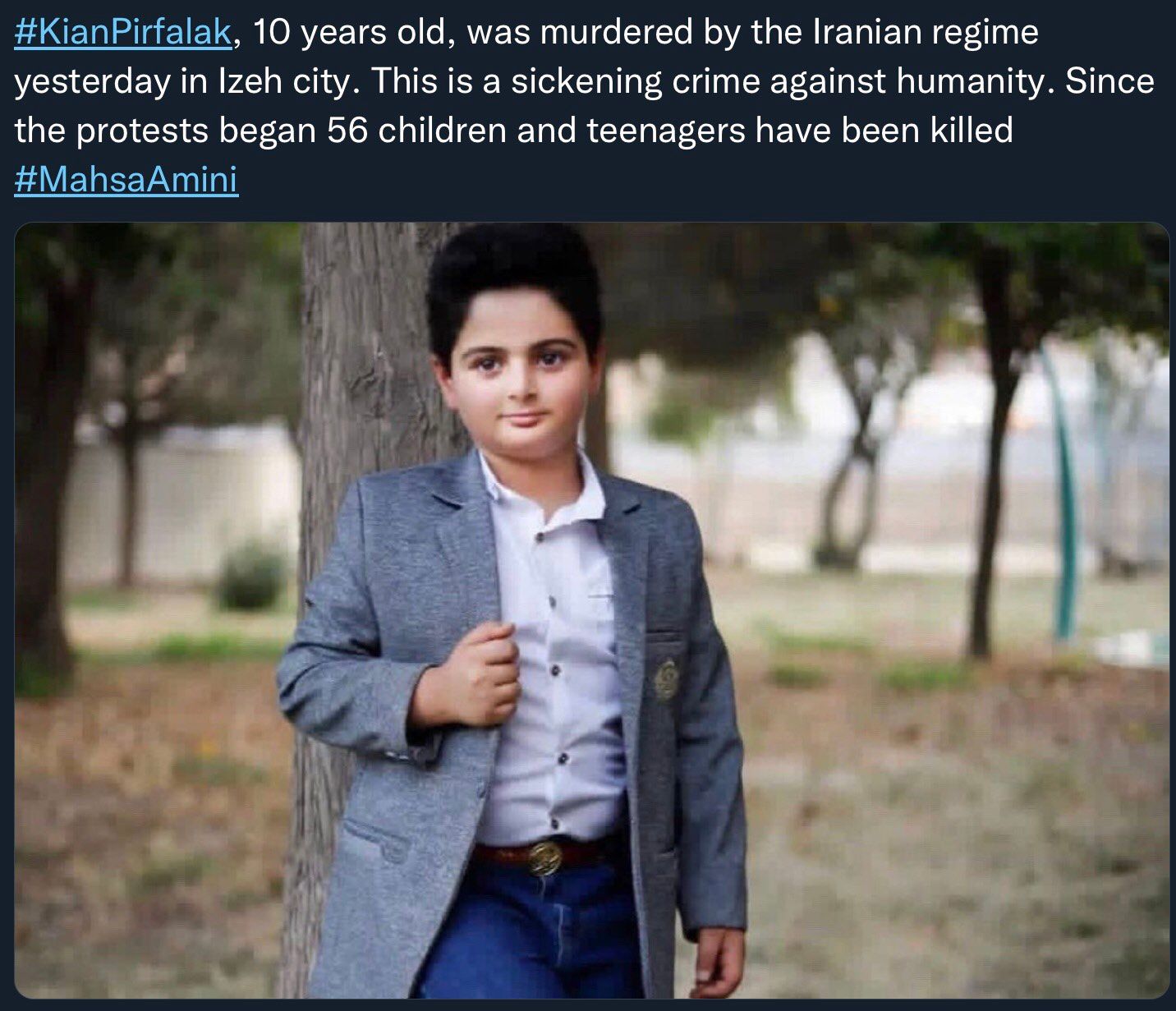 One of the children killed in Izeh on November 16, 2022