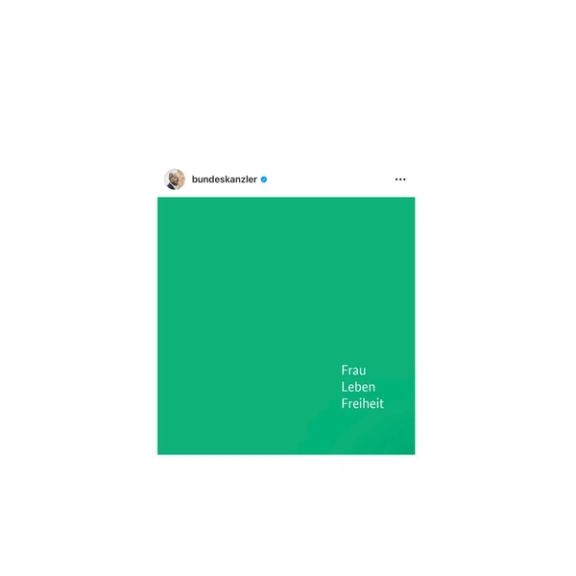 شعار «زن، زندگی، آزادی» در صفحه اینستاگرام اولاف شولتس، صدراعظم آلمان