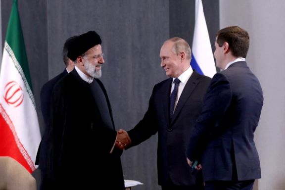 Iranian president Ebrahim Raisi meeting Russia's Vladmir Putin in September 2022