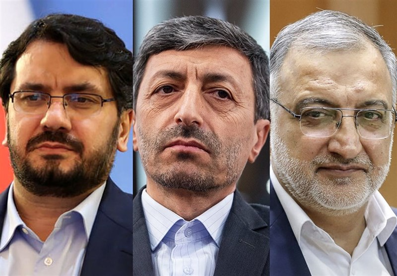 Mehrdad Bazrpash (left), Parviz Fattah (center), and Alireza Zakani 