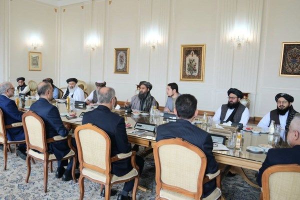 A meeting between Iran’s foreign ministry officials and an Afghan delegation in Tehran on November 5, 2023  