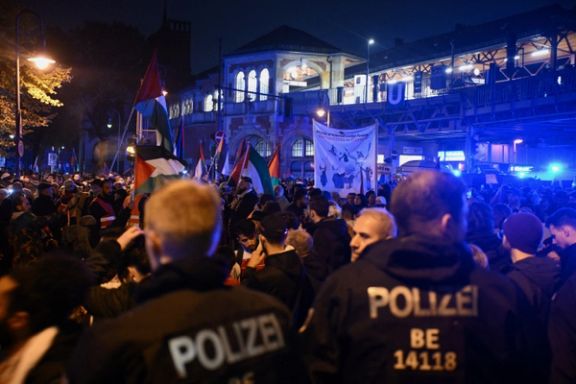 Police officers stand guard as people attend a pro-Palestinian demonstration, amid the ongoing conflict between Israel and the Palestinian group Hamas, in Berlin, Germany October 28, 2023.