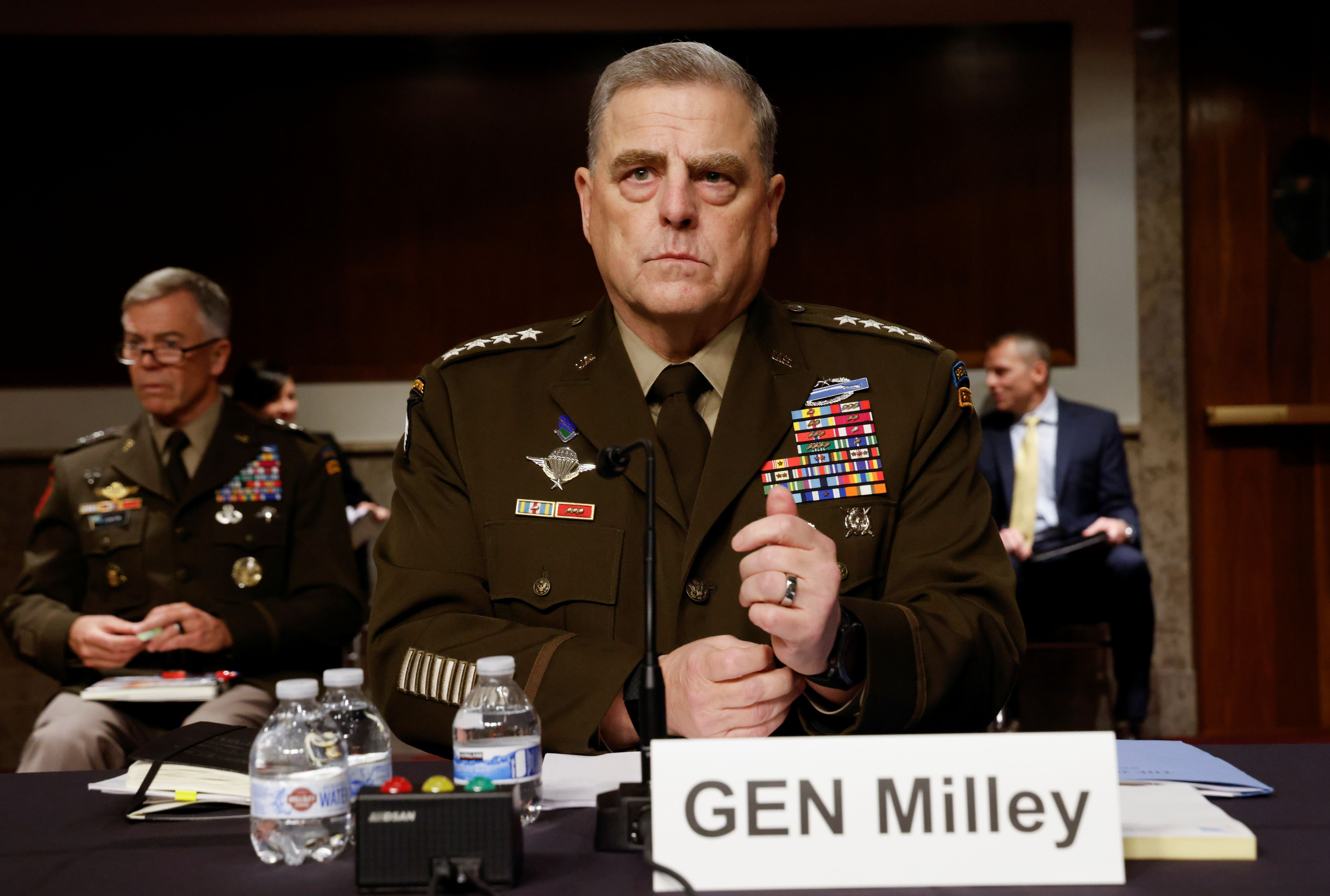 Chairman of the Joint Chiefs US Army General Mark Milley attends a hearing before a Senate Armed Services Committee, on Capitol Hill in Washington, DC, June 10, 2021. 
