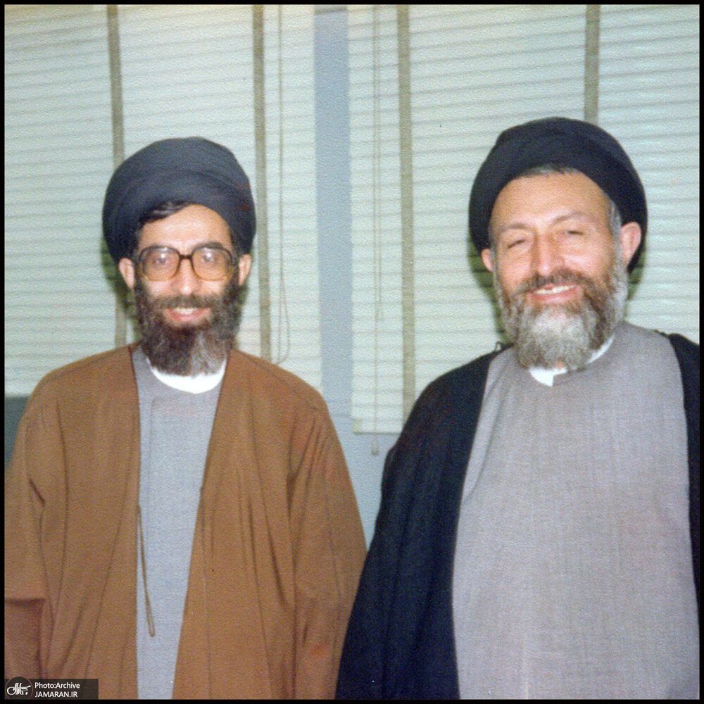 Ali Khamenei (L) and Mohammad Beheshti after the revolution and before the latter's death