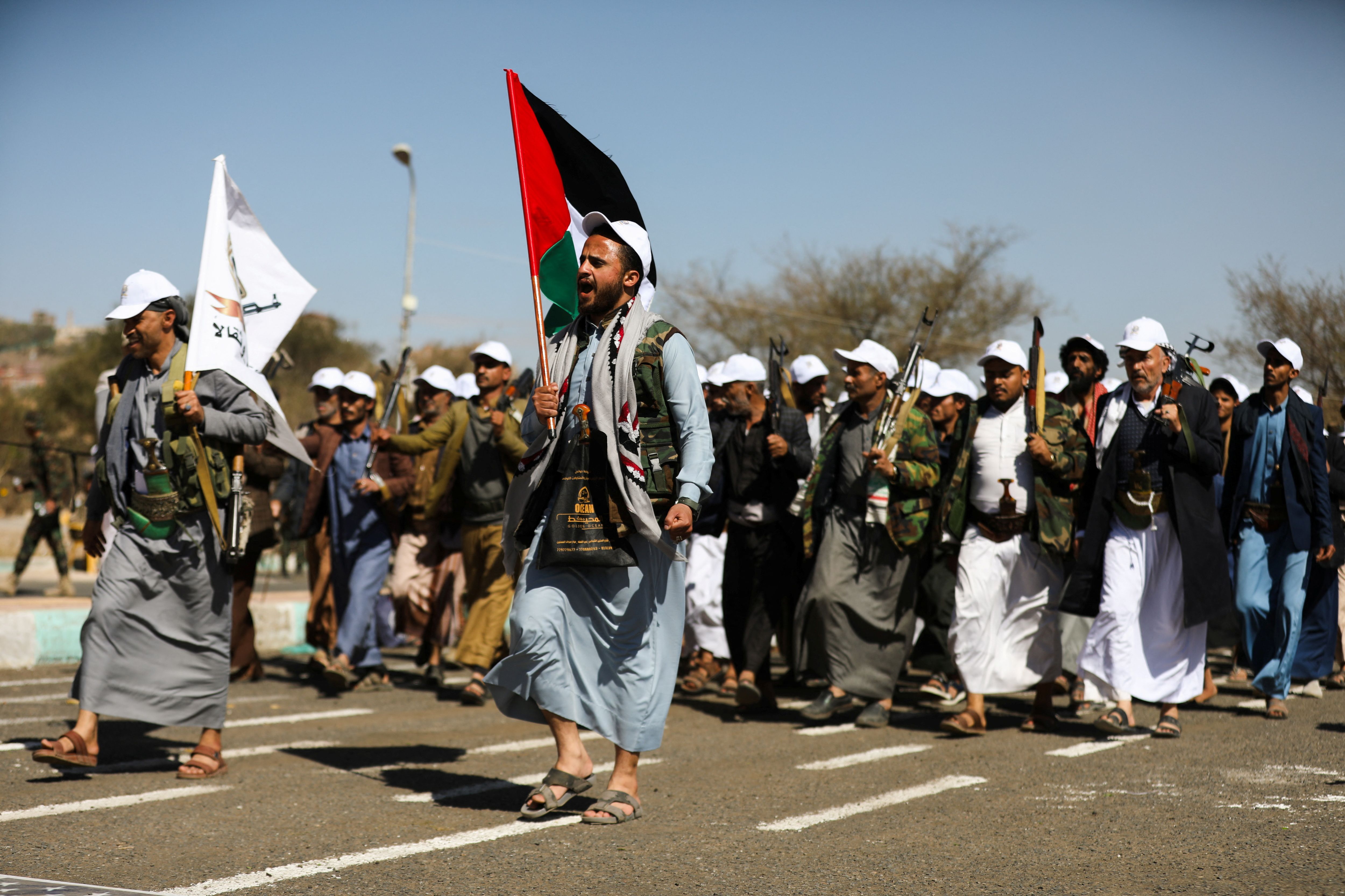 تظاهرات حوثی‌های یمن در حمایت از فلسطین، صنعا، ۱۷ اسفند