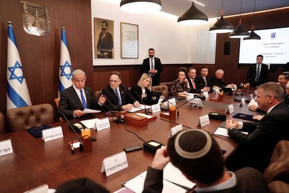 Israeli Prime Minister Benjamin Netanyahu attends the weekly cabinet meeting in Jerusalem, 3 January 2023