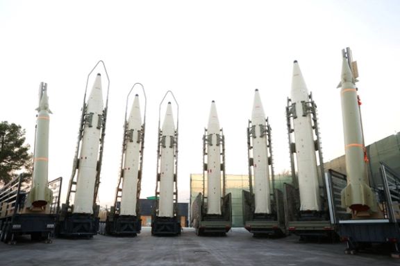 Iranian ballistic missiles are displayed during the ceremony of joining the Armed Forces, in Tehran, Iran, August 22, 2023.
