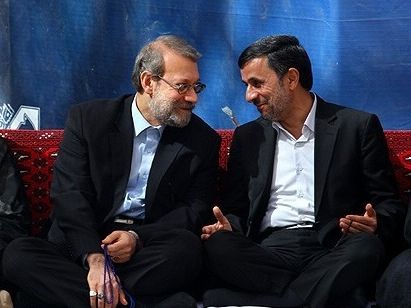 Iran’s former parliament speaker Ali Larijani and former president Mahmoud Ahmadinejad