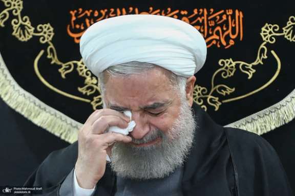Former president Hassan Rouhani during a religious ceremony in Tehran