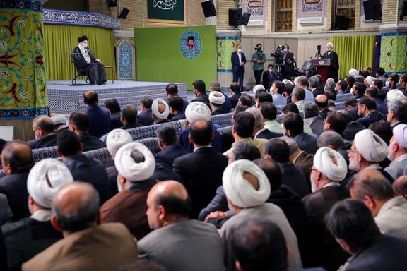 Supreme Leader Ali Khamenei addressing a group of judiciary officials and judges in Tehran on June 27, 2023