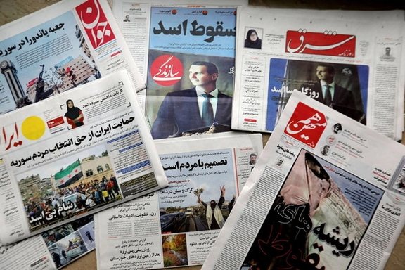 The front pages of Iranian newspapers following the ouster of Bashar al-Assad