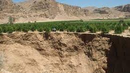 A huge sink hole that suddenly appeared in central Iran. Undated
