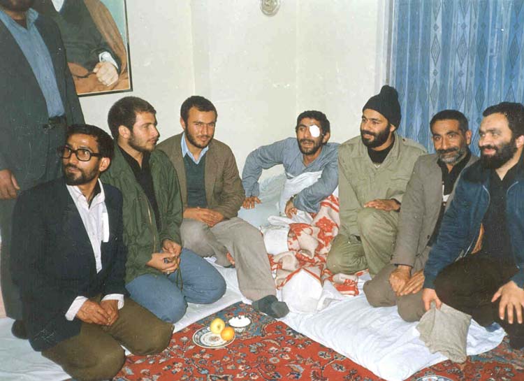 From right to left: Nader Safaverdi, unknown, Hadi Sa’adati, Esmail Ghaani, Hossein Fazel al-Hosseini, Mohammad Bagher Ghalibaf, Mehdi Foroudi (undated)
