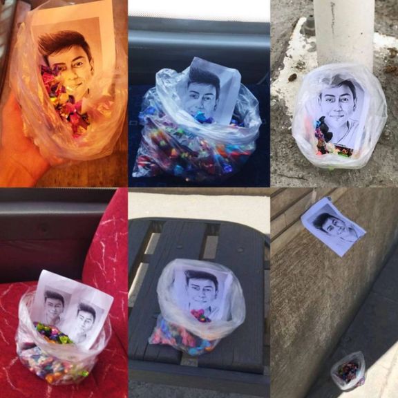 پخش عکس و بستههای شکلات در خیابانها برای یادبود سالروز تولد ابوالفضل آدینهزاده