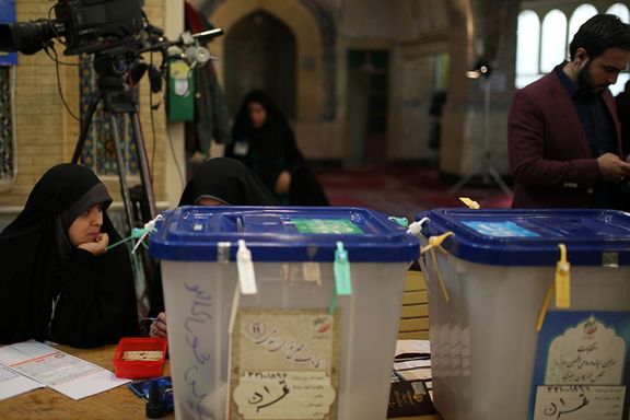 Ballot boxes on an election day in Iran’s capital Tehran