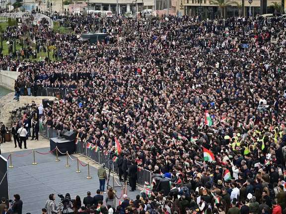 A demonstration against Iran's IRGC missile attack on Erbil, Iraqi Kurdistan (January 22, 2024)
