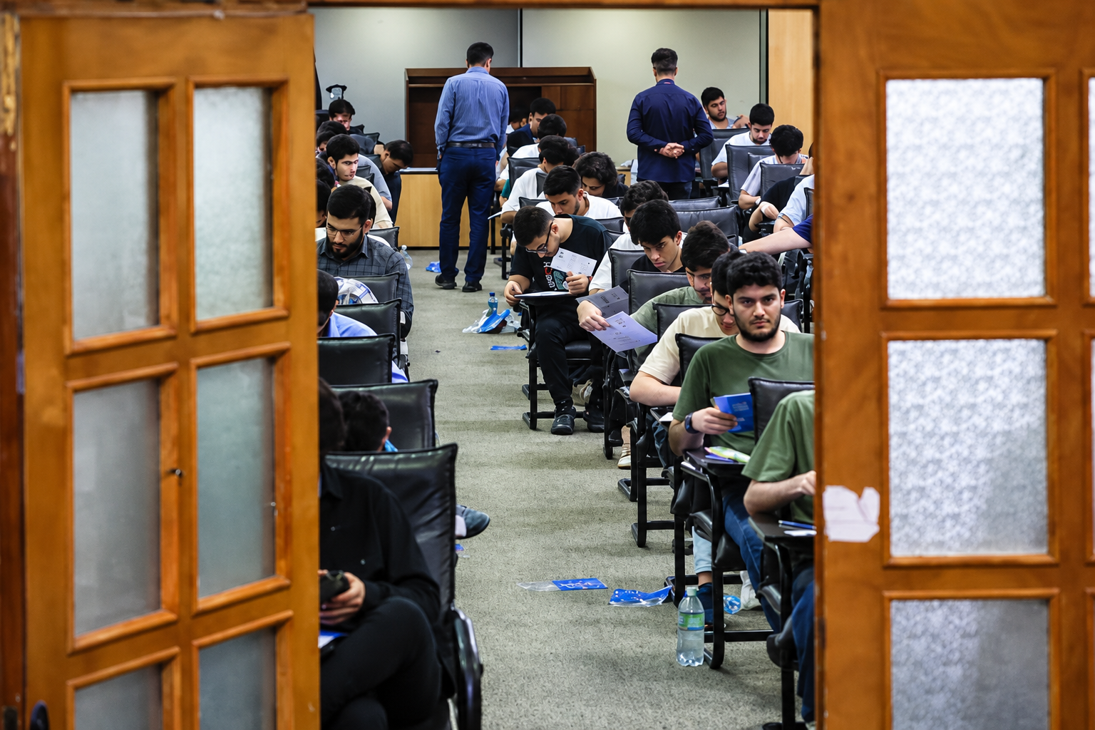 Students take an exam at a testing center in Iran. (undated)