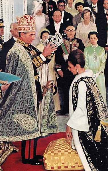Mohammad Reza Shah crowning his wife, Empress Farah, at their coronation in 1967