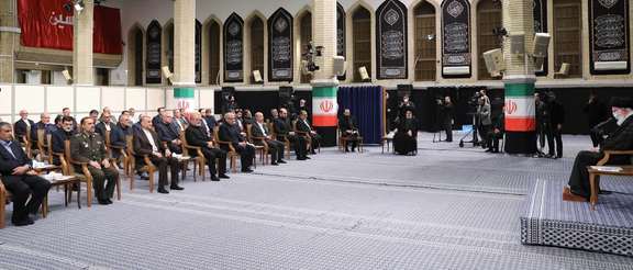 Iran’s Supreme Leader Ali Khamenei during a meeting with President Ebrahim Raisi and members of his cabinet on August 30, 2023