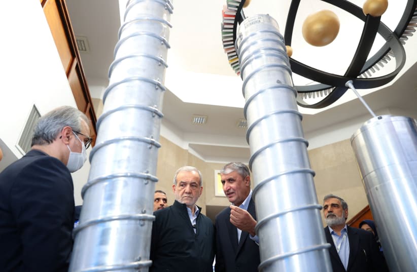 Iran's President Masoud Pezeshkian visits Iran's nuclear achievements exhibition in Tehran, Iran April 9, 2025.