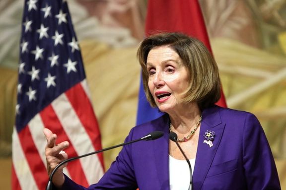 US House of Representatives Speaker Nancy Pelosi makes an announcement in Yerevan, Armenia, September 18, 2022