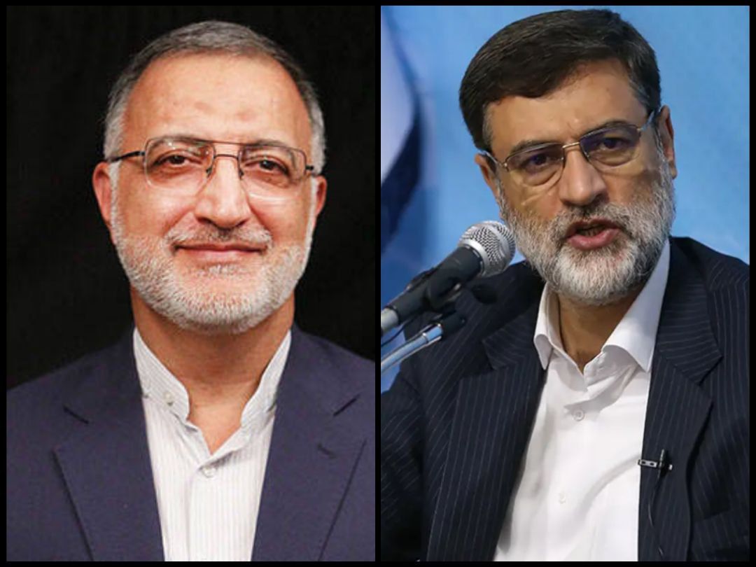 Martyrs Foundation head Amir Hossein Ghazizadeh Hashemi, Tehran Mayor Alireza Zakani (file)