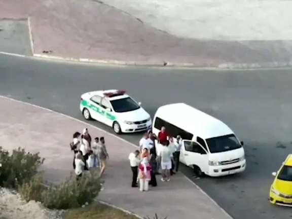 Drone footage captures enforcement of mandatory hijab on Kish Island.