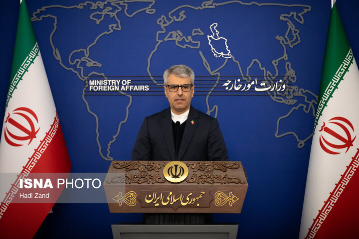 Iran's Foreign Ministry Spokesman Esmail Baghaei during a weekly briefing on January 6, 2024.