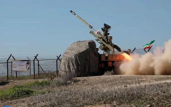 A missile is launched during a military exercise in an undisclosed location in the south of Iran, in this handout image obtained on January 19, 2024.
